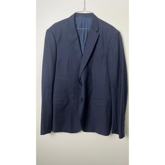 Armani  Collezioni Navy Blue Micro striped  2 Piece Suit Jacket Pants Set - Picture 2 of 16